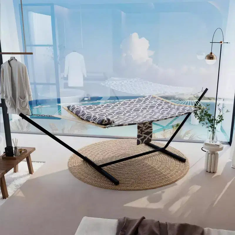 Hanging Hammock Chair- Comfortable Breathable Swing Seat Chair, Curved Safety Design with Cushion & Woven Rope Mesh, Includes Carrying Bag