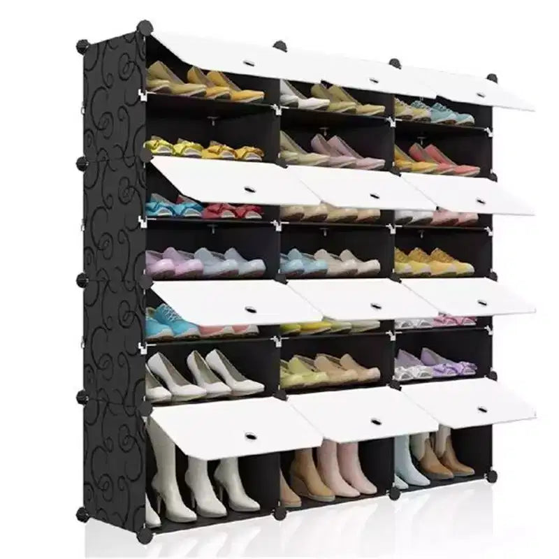 Portable Shoe Rack Storage Cabinet 7-Tier Shelving Unit For Storing High Heels and Slippers Patterned Design