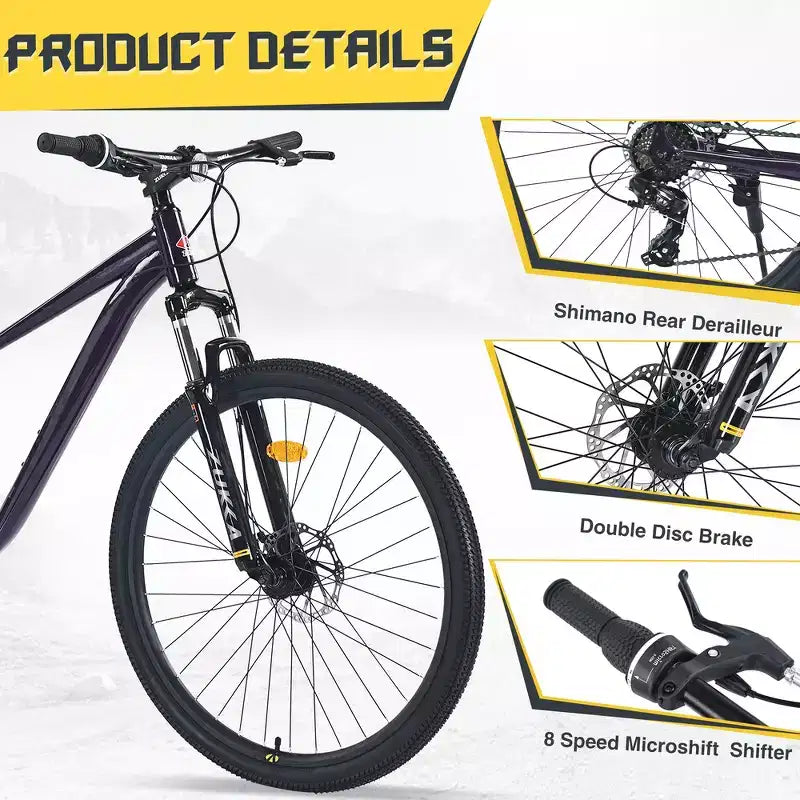 Bicicleta de montaña Whisen 27.5 con cambio trasero de 8 velocidades, suspensión delantera, cuadro de acero