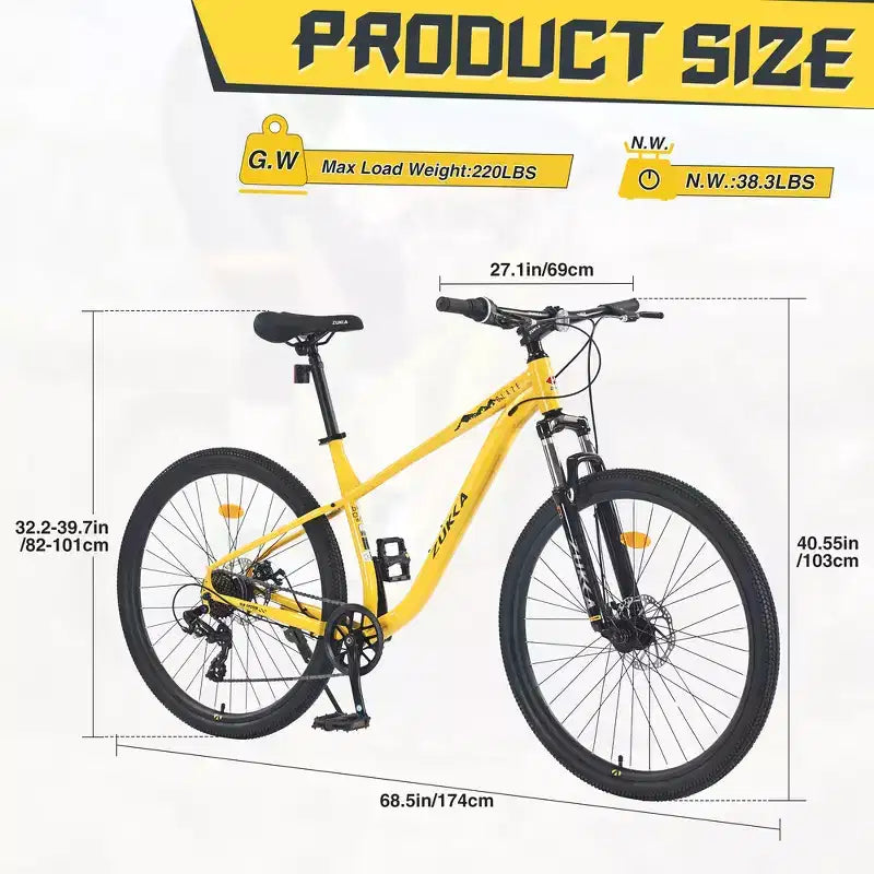 Bicicleta de montaña Whisen 27.5 con cambio trasero de 8 velocidades, suspensión delantera, cuadro de acero