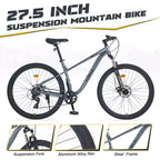 Bicicleta de montaña Whisen 27.5 con cambio trasero de 8 velocidades, suspensión delantera, cuadro de acero