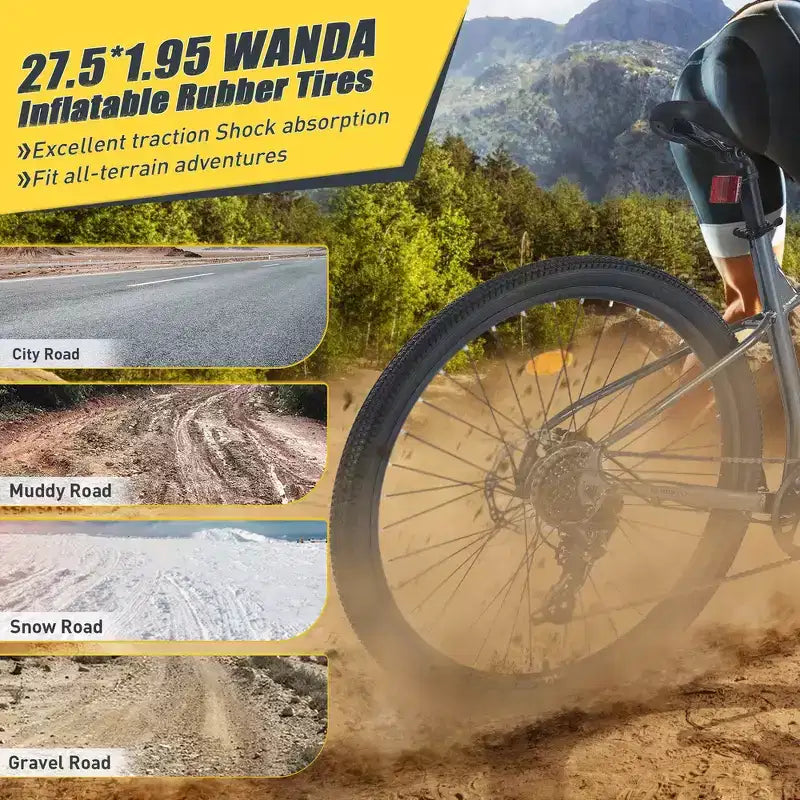 Bicicleta de montaña Whisen 27.5 con cambio trasero de 8 velocidades, suspensión delantera, cuadro de acero