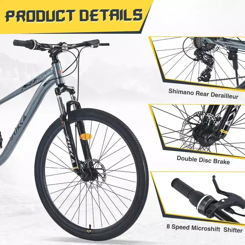 Bicicleta de montaña Whisen 27.5 con cambio trasero de 8 velocidades, suspensión delantera, cuadro de acero