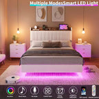 Bed Frame, Floating Platform Bed with Headboard, Wood Slats, Upholstered Bed Frame, No Box Spring Needed, Easy Assembly