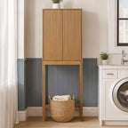 Teamson Home Tremolo Modern Boho Over Toilet Storage Cabinet with Solid Wood & Contemporary Fluted Fronts