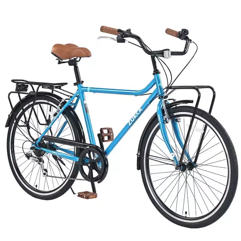 Bicicletas cruiser vintage Okak de 26 pulgadas con pata de cabra metálica, bicicleta de cercanías para adultos con cuadro metálico y cubrecadenas, bicicleta para ir al trabajo, para viajar