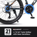 Bicicleta de montaña Okak de 24 pulgadas con cuadro de acero, bicicleta para niños con Shimano de 21 velocidades, frenos de disco dobles y suspensión delantera, bicicleta para adolescentes