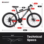 Bicicleta de montaña Okak de 24 pulgadas con cuadro de acero, bicicleta para niños con Shimano de 21 velocidades, frenos de disco dobles y suspensión delantera, bicicleta para adolescentes