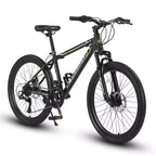 Bicicleta de montaña Okak de 24 pulgadas con cuadro de acero, bicicleta para niños con Shimano de 21 velocidades, frenos de disco dobles y suspensión delantera, bicicleta para adolescentes