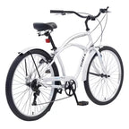 Bicicleta de paseo Okak de 26 pulgadas con sistema de 7 velocidades, bicicleta para hombre con frenos V delanteros y traseros, bicicleta con cuadro de metal para adolescentes y adultos