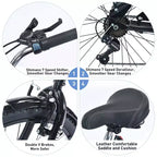 Bicicleta de paseo Okak de 26 pulgadas con sistema de 7 velocidades, bicicleta para hombre con frenos V delanteros y traseros, bicicleta con cuadro de metal para adolescentes y adultos