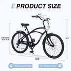 Bicicleta de paseo Okak de 26 pulgadas con sistema de 7 velocidades, bicicleta para hombre con frenos V delanteros y traseros, bicicleta con cuadro de metal para adolescentes y adultos