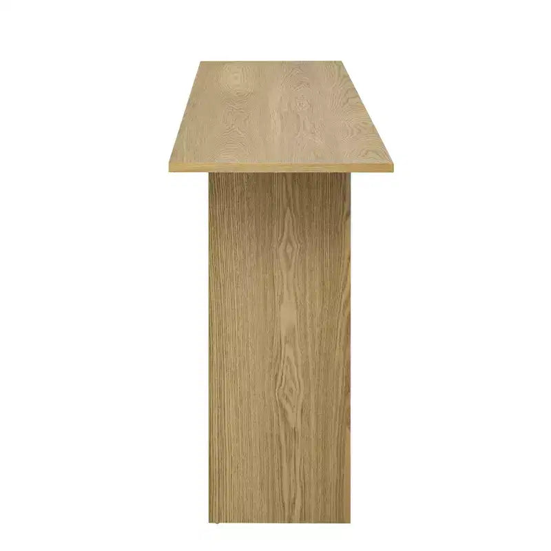Wood Curved Console Table with Shelf, Modern Entryway Table with Ash Veneer Designed for Entryway and Hallway