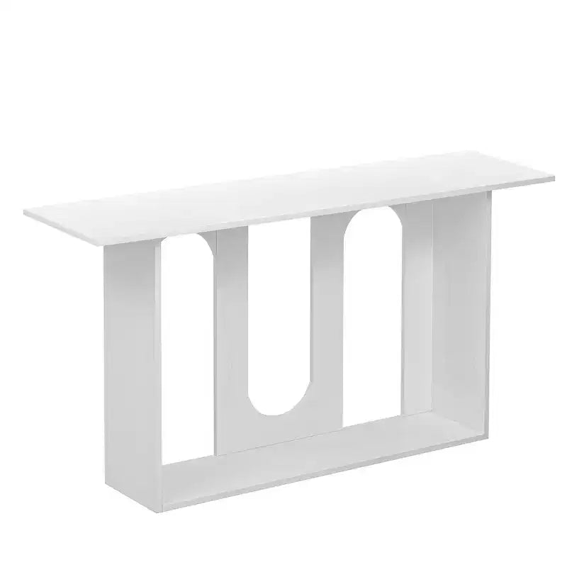 Wood Curved Console Table with Shelf, Modern Entryway Table with Ash Veneer Designed for Entryway and Hallway