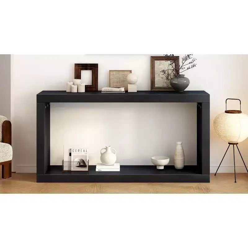 Minimalist Wood Console Table with Storage, Modern Narrow Entryway Table with Open Shelf for Hallway and Entryway