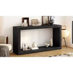 Minimalist Wood Console Table with Storage, Modern Narrow Entryway Table with Open Shelf for Hallway and Entryway