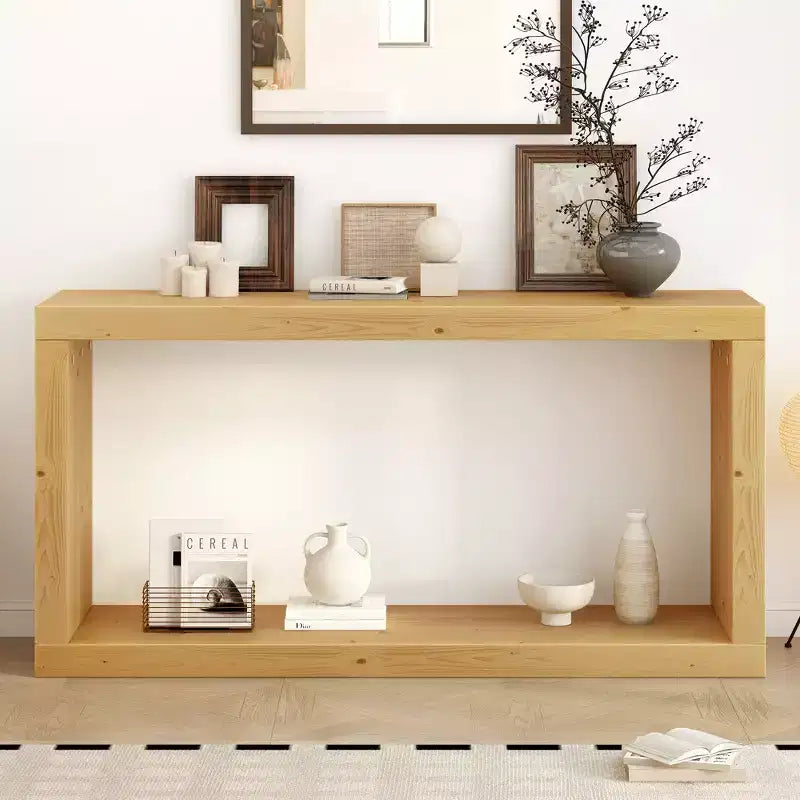 Minimalist Wood Console Table with Storage, Modern Narrow Entryway Table with Open Shelf for Hallway and Entryway