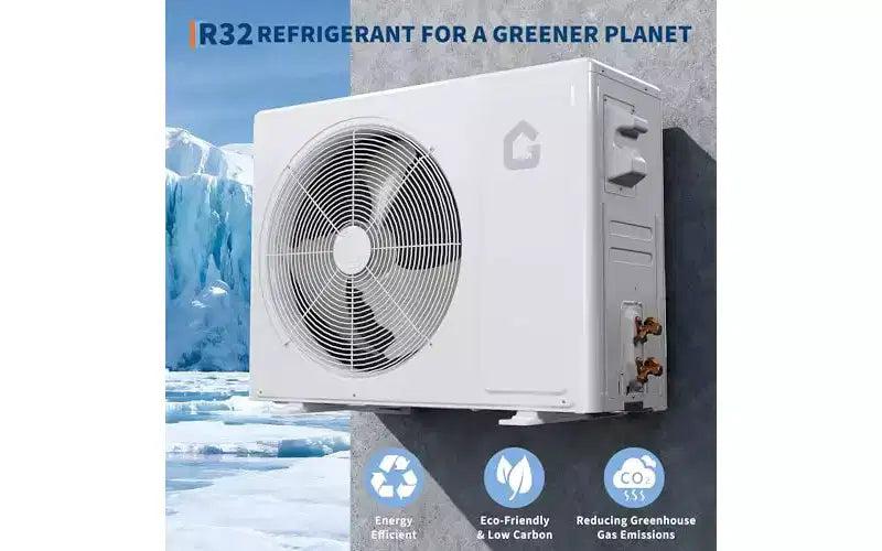 Climatiseur et pompe à chaleur sans conduit mini split Garvee 12000 BTU, 3-en-1 tout-en-un, refroidissement, chauffage et déshumidificateur, kit de ligne pré-chargé de 3 m