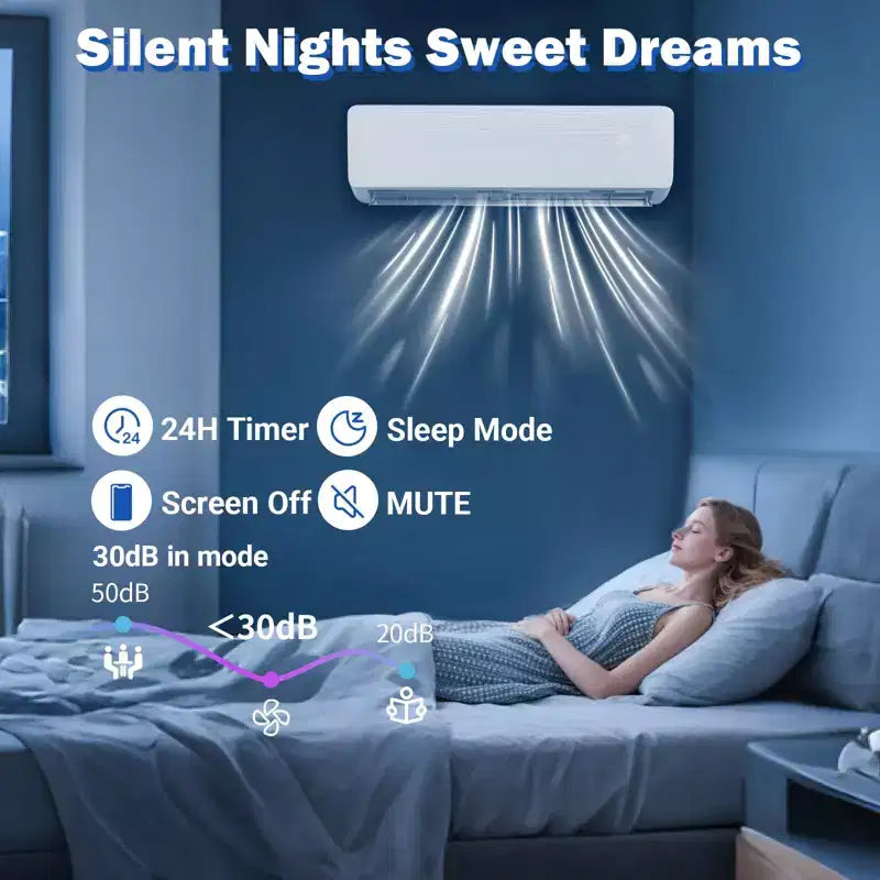 Aires acondicionados mini split GustoWave con bomba de calor, 19 SEER2, blanco