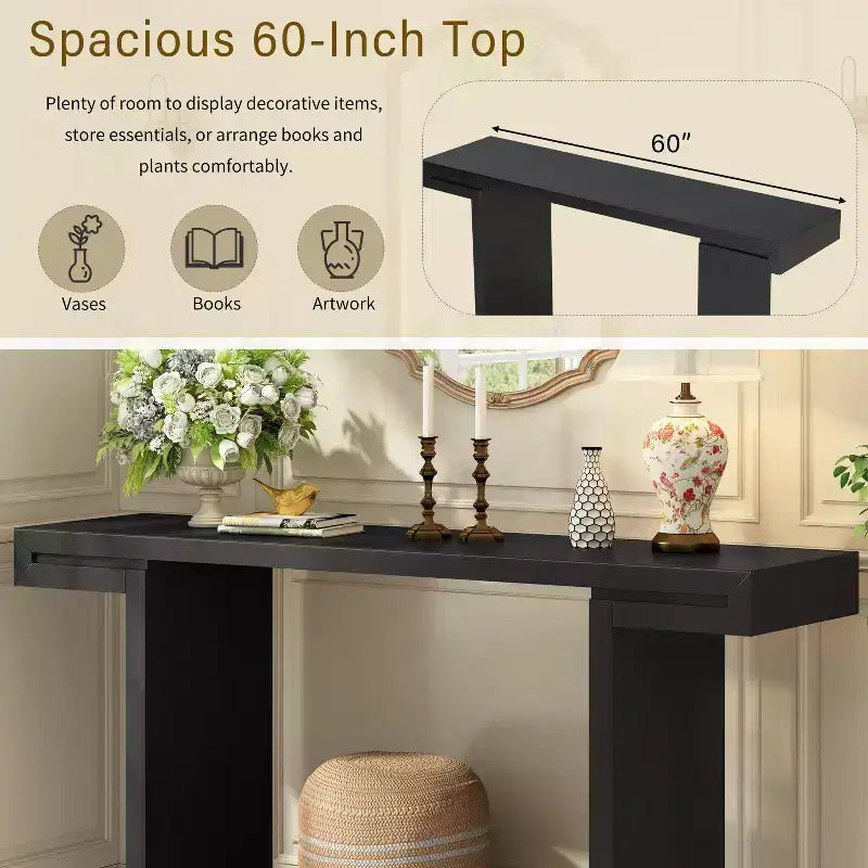 Okak Modern Painted Finish Wooden Console Table with Geometric Clean Lines,American Design Entryway Table for Living Room,Hallway