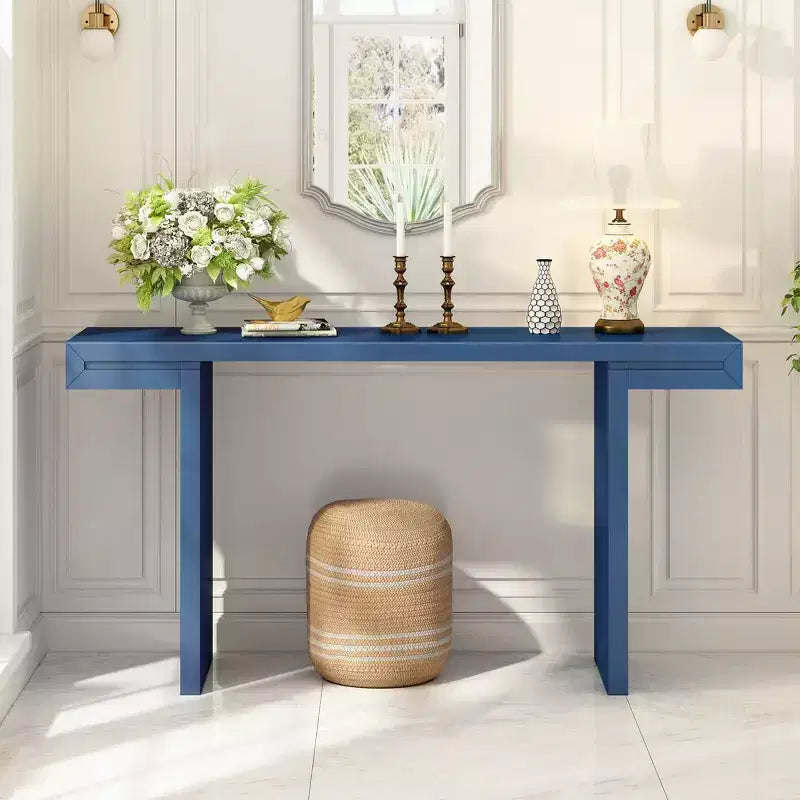 Okak Modern Painted Finish Wooden Console Table with Geometric Clean Lines,American Design Entryway Table for Living Room,Hallway