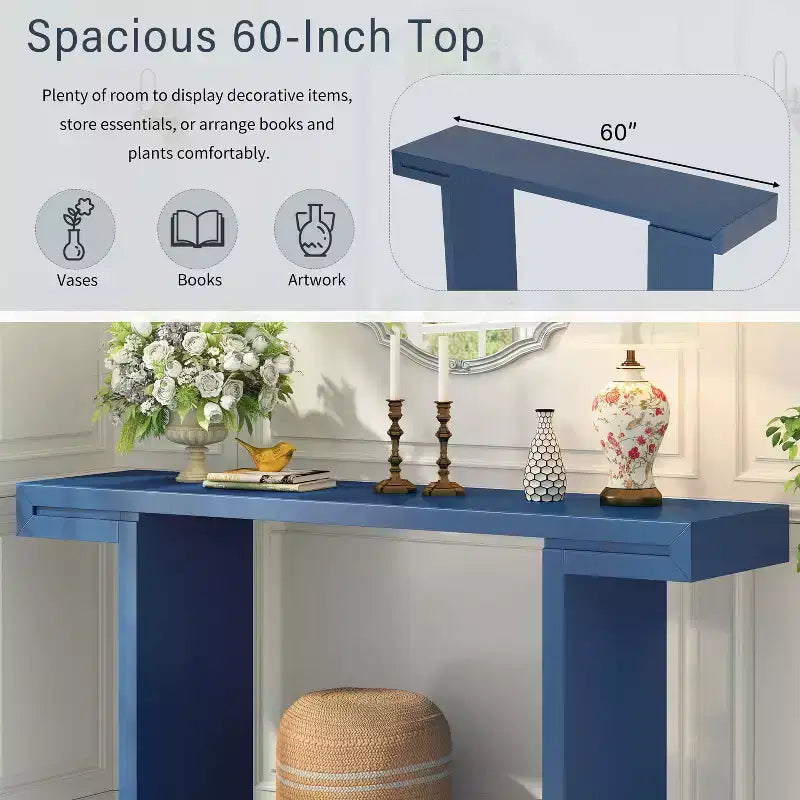 Okak Modern Painted Finish Wooden Console Table with Geometric Clean Lines,American Design Entryway Table for Living Room,Hallway