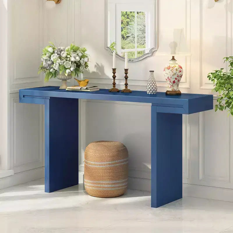 Okak Modern Painted Finish Wooden Console Table with Geometric Clean Lines,American Design Entryway Table for Living Room,Hallway