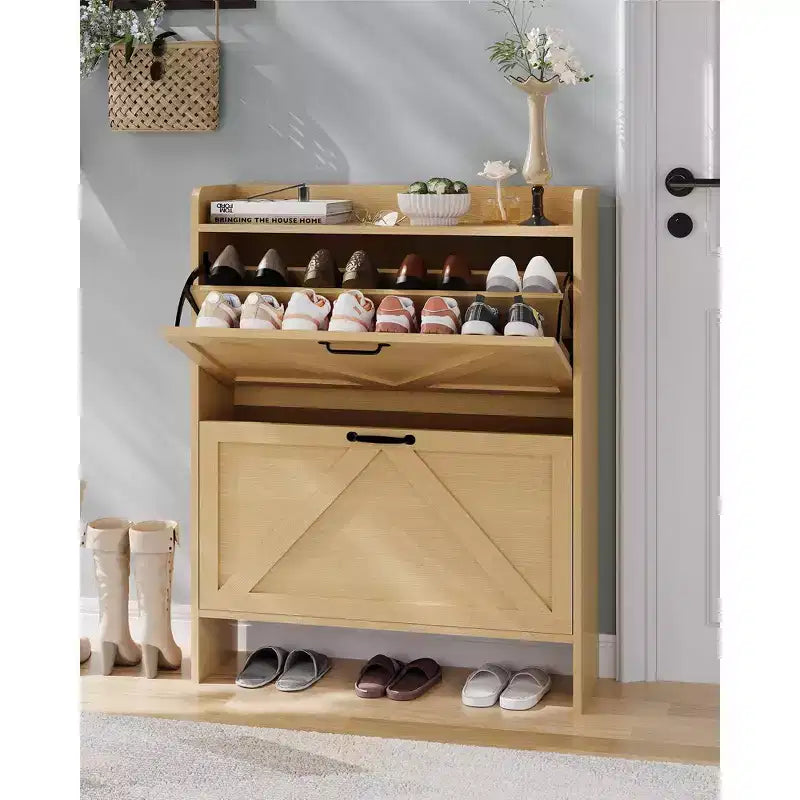 2 cajones abatibles,Shoe Storage Cabinet Entryway Slim Shoe Rack,