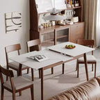 GDFStudio Calla Modern Oak Wood Rectangular Extendable Dining Table with Rounded Corner Tabletop and Diagonal Leg