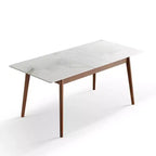 GDFStudio Calla Modern Oak Wood Rectangular Extendable Dining Table with Rounded Corner Tabletop and Diagonal Leg