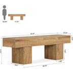 Lantine Wooden 55 Dining Bench, Farmhouse Entryway Bench, End of Bed Bench for Bedroom, Dining Room, Kitchen, Hallway