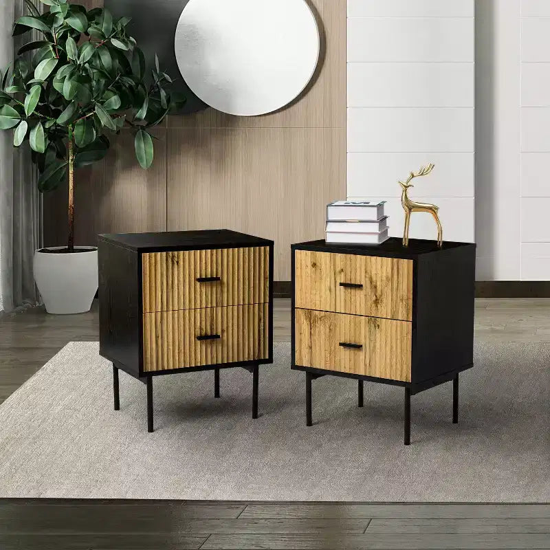 Ceandro Contemporary Classic 2-Drawer end table Set of 2|ARTFUL LIVING DESIGN-NAVY