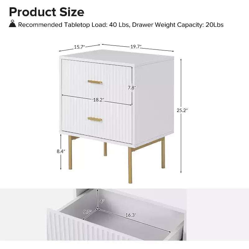 Ceandro Contemporary Classic 2-Drawer end table Set of 2|ARTFUL LIVING DESIGN-NAVY