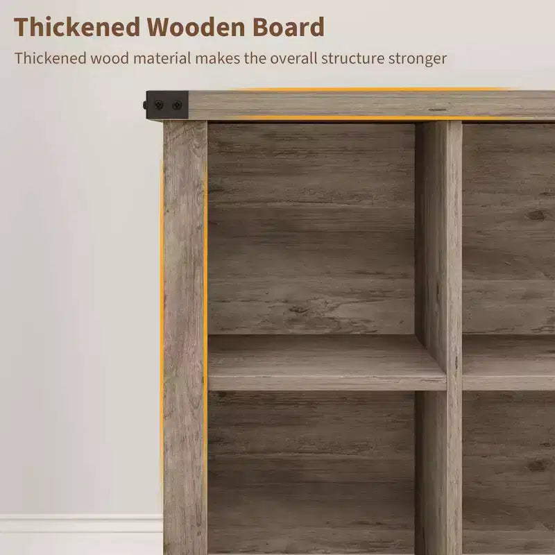 9 Cube Storage Organizer Bookshelf, 4 Tier Farmhouse Horizontal Bookcase, 37.4 Inch Wood Storage Bookcase for Entryway, Bookshelves for Living Room