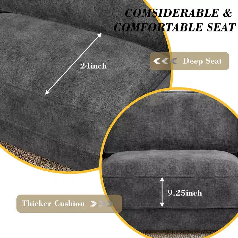 Dyonery 120 L-Shaped Modular Sectional Sofa,Oversized Cloud Couch with Movable Ottoman,4-Seat Chenille Deep Seat Sofa with Pillow,Sectional Couches