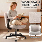 Criss-Cross Flip-Arm Chair C Thick Cushion Wide Seat, Wheels & Swivel for Home/Apartment/Bedroom