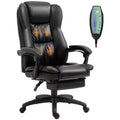 High Back Massage Office Chair with 6-Point Vibration, 5 Modes, Executive Chair, PU Leather Swivel Chair with Reclining Back, and Retractable Footrest