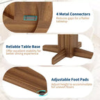 47 Wood Round Dining Table with Sturdy Pedestal Base, Farmhouse Circle Dinner Tables for 4-6 People