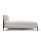 Okak Queen Size Primary Bedroom Bed Frame with Corduroy/Linen Upholstered Headboard,Modern Platform Bed No Box Spring Needed