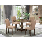 HomeStock 5-Piece Distressed Jacobean Finish Solid Wood Top Dining table with 4 Chairs