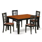 HomeStock 5-Piece Black and Cherry Finish Solid Wood Top Dining table with 4 Chairs