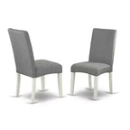 French Country Dining Set 5Pc Square Table & Chairs - Linen White Legs, Gray Fabric