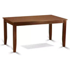 5-Piece Mahogany Finish Solid Wood Top-Rectangular Upholstered Dining Room Set-Seats 4