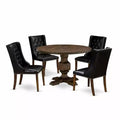HomeStock 3-Piece Distressed Jacobean Finish Solid Wood Top Dining Table with 2 Chairs
