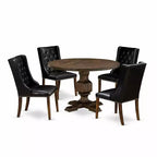HomeStock 3-Piece Distressed Jacobean Finish Solid Wood Top Dining Table with 2 Chairs