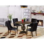 HomeStock 3-Piece Distressed Jacobean Finish Solid Wood Top Dining Table with 2 Chairs