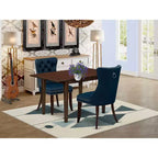 HomeStock 3-Pc Mahogany Finish Rectangular Solid Wood Top with Butterfly Leaf Dining Table Set