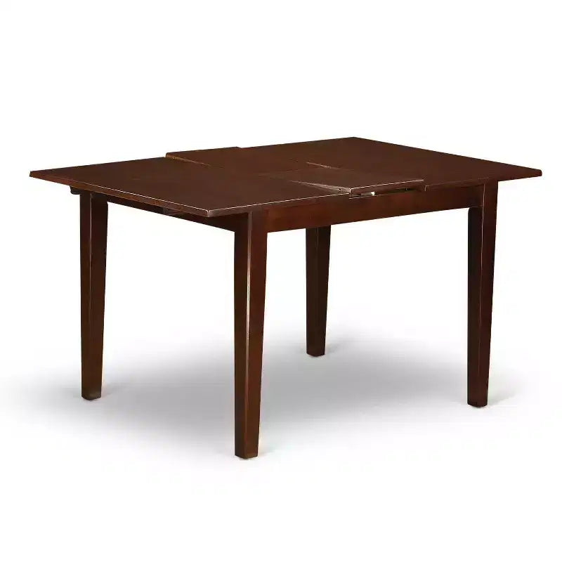 HomeStock 3-Pc Mahogany Finish Rectangular Solid Wood Top with Butterfly Leaf Dining Table Set