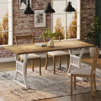 70.8 Inch Farmhouse Dining Table, Rectangular Wooden Kitchen Table with Sturdy Metal Legs, Seats 4-6, Ideal for Dining Room or Living Room