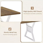 70.8 Inch Farmhouse Dining Table, Rectangular Wooden Kitchen Table with Sturdy Metal Legs, Seats 4-6, Ideal for Dining Room or Living Room